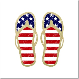 America Usa Flag Flip Flops Posters and Art